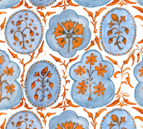 Nine Muses Old Block Orange Fabric